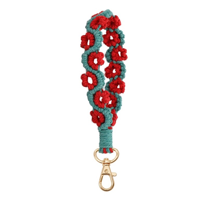 Kulcstartó, Textil, 19,5cm, Többszínű