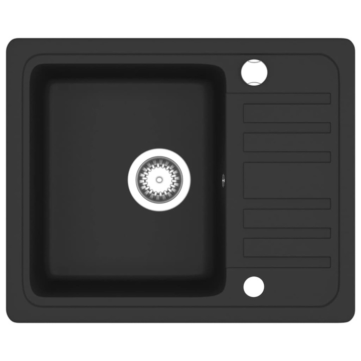 Chiuveta de bucatarie din granit cu o cuva vidaXL, negru, 8.52 kg