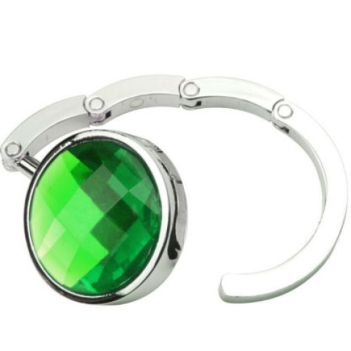 Set 3 bucati carlig pentru geanta verde de mana, metal, masa, 8 cm, Dalimag