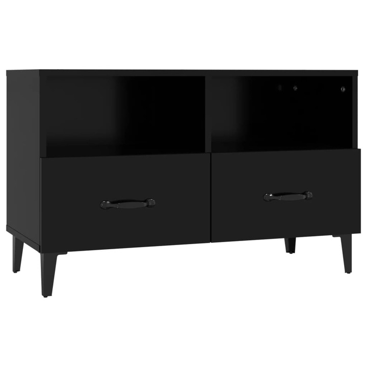 Comoda TV, Zakito Europe, Lemn/Fier, 80x36x50cm, Negru