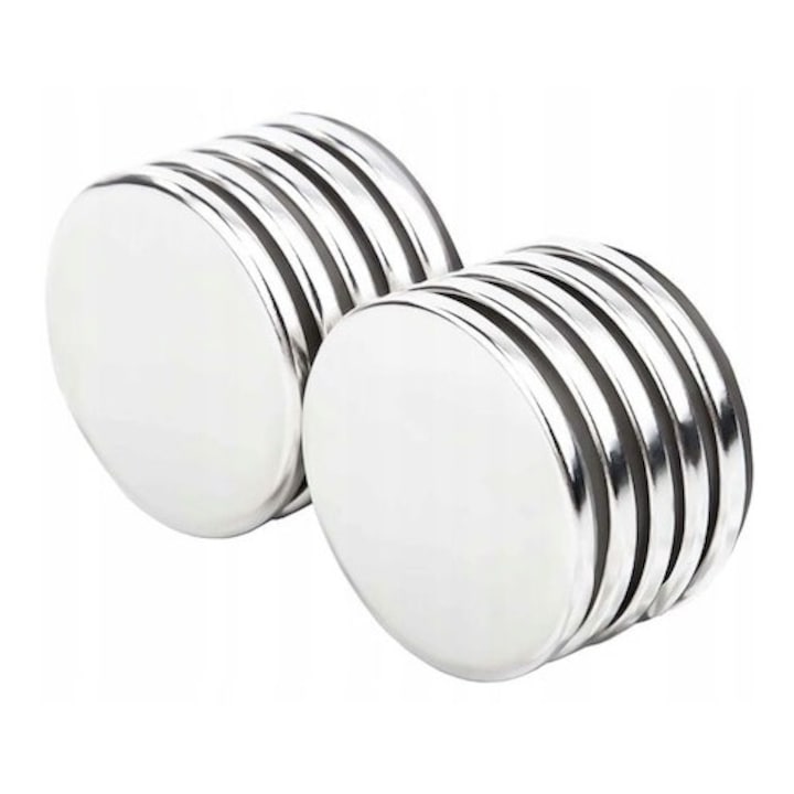 Set 10 magneti Neodim universali, diverse activitati, 8x2 mm - Rotund, Argintiu, Dactylion®