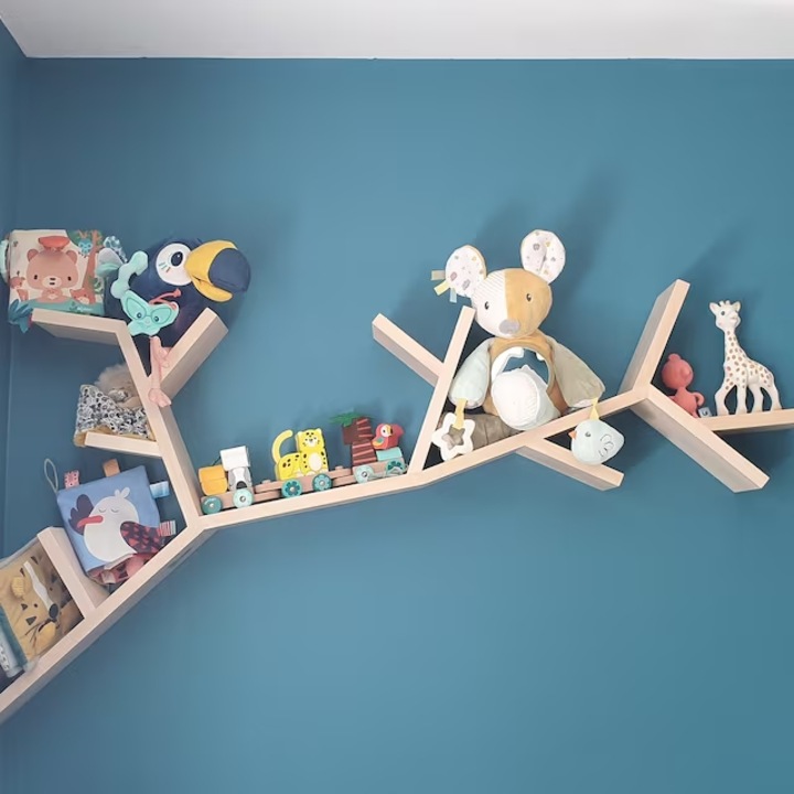 Raft de perete in forma de creanga, Natur, 120 x 65 cm