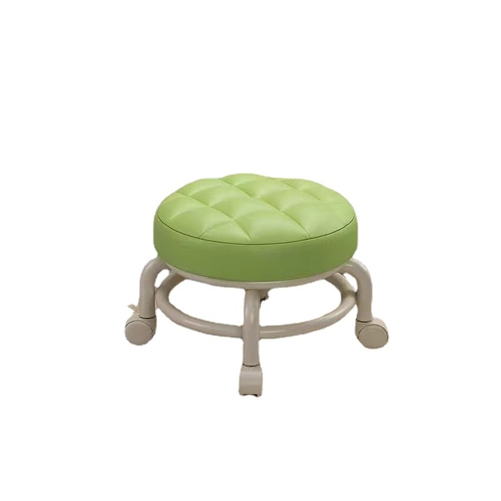 Taburet, Metal/Piele ecologica, 26 x 34 x 8cm, Bej/Verde, Acasa patinaj cu role scaun mic, scaun