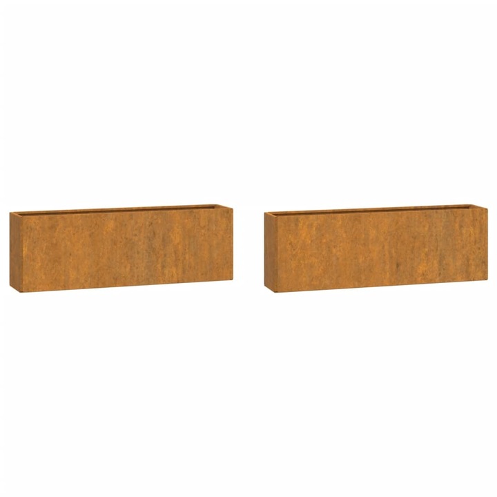 Set jardiniere de perete vidaXL, 2 buc., ruginiu, 53x10x17 cm, otel corten 1.49 kg 823686