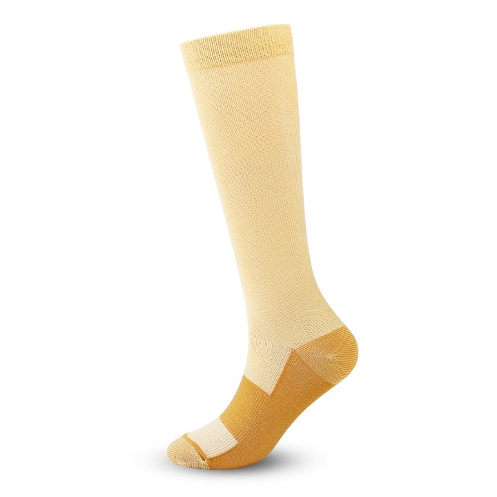 2 Sosete de comprimare dubla, Ciorapi Medicali Compresivi, Unisex, Imbunatatesc circulatia, Reduc oboseala picioarelor, Previn edeme si varice, galben, potrivit pentru barbati si femei -L-XL