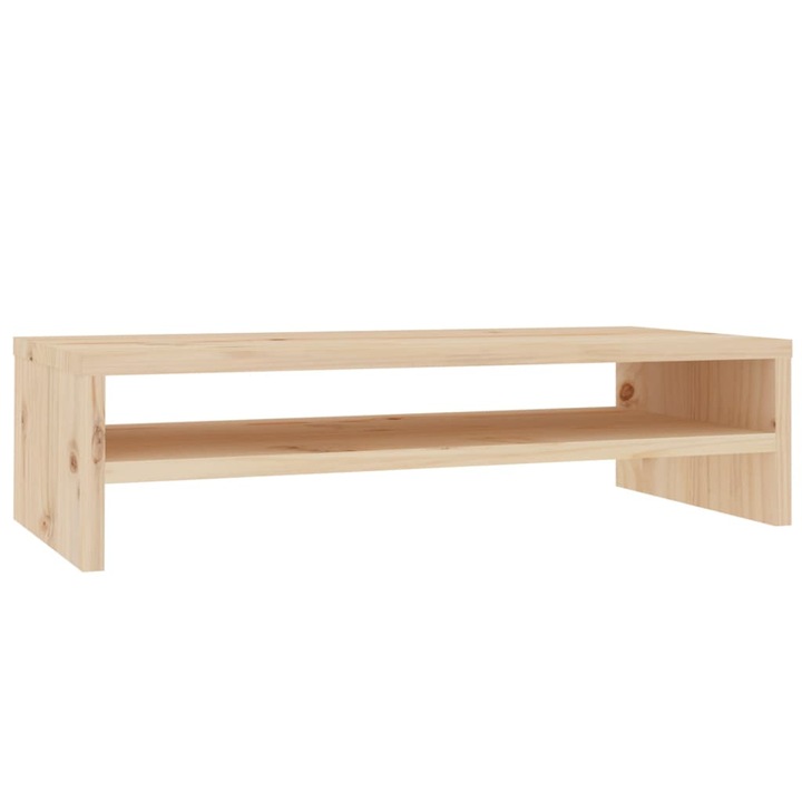 Стойка за монитор Zakito Europe, борова дървесина, с рафт, 50x24x13см