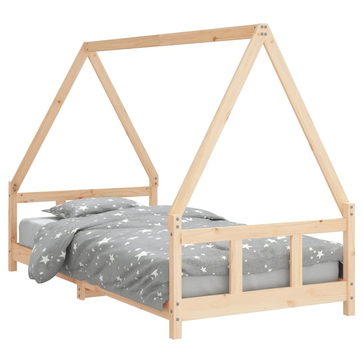 Cadru de pat pentru copii vidaXL, 90x190 cm, lemn masiv de pin, 17.75 kg
