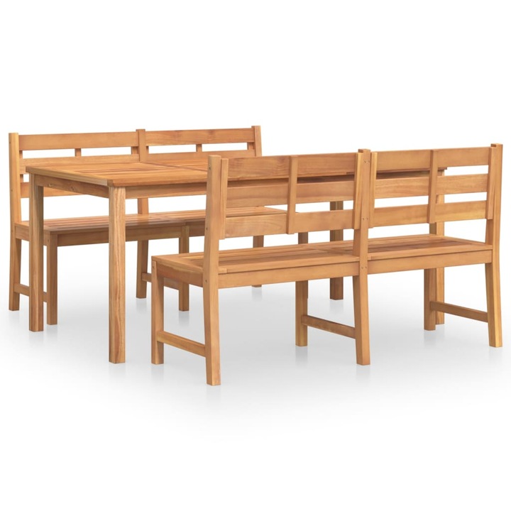 Set mobilier pentru gradina vidaXL, 3 piese, lemn masiv de tec, 47.55 kg