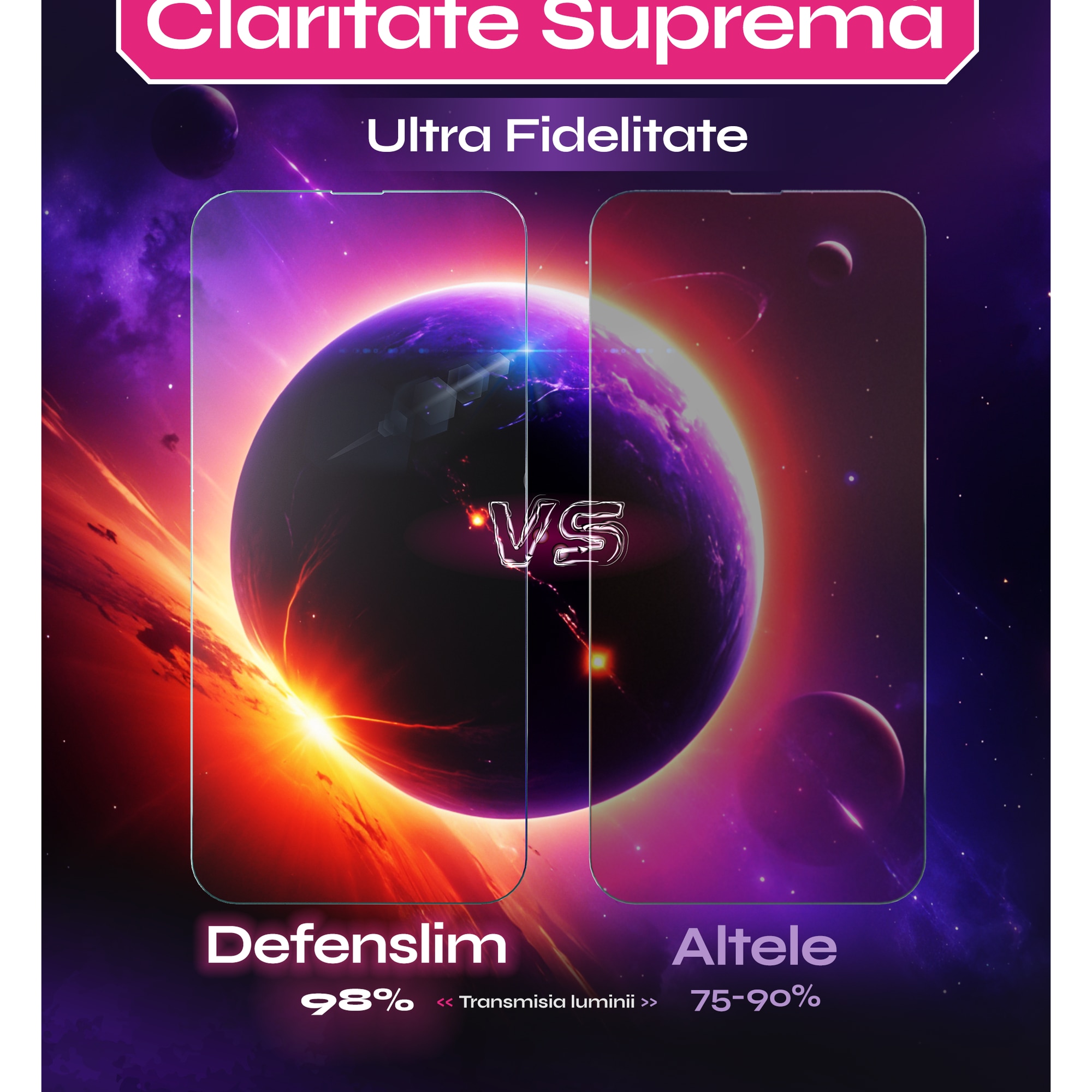 Set 2 Folii sticla compatibil cu Samsung Galaxy A55, DefenSlim, instalare usoara si rapida cu dispozitiv de potrivire automata in 30 sec cu Easy Install Kit patentat, protectie telefon