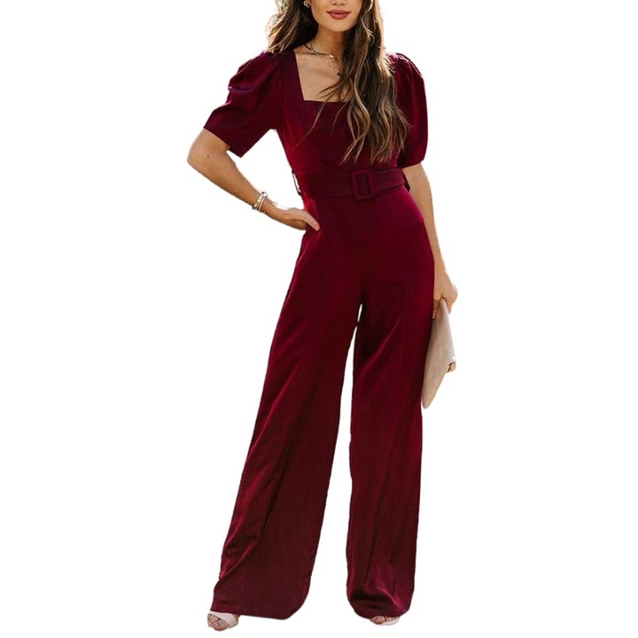 Salopeta dama, WildFashion, Poliester, Visiniu, Visiniu