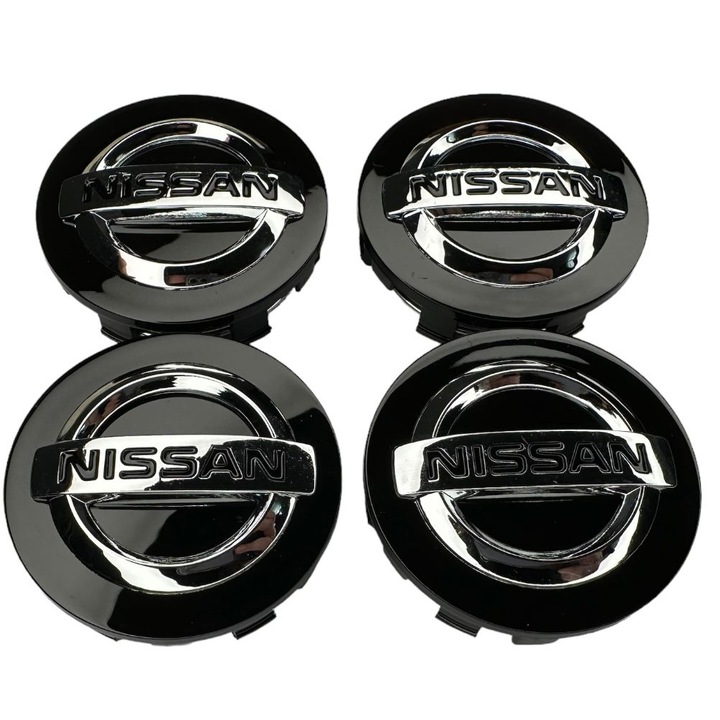 Set 4 Capace jante aliaj roti Nissan 54mm negre