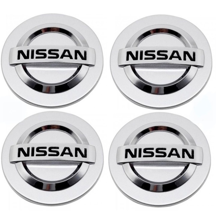Set 4 Capace jante aliaj roti Nissan 60mm argintii
