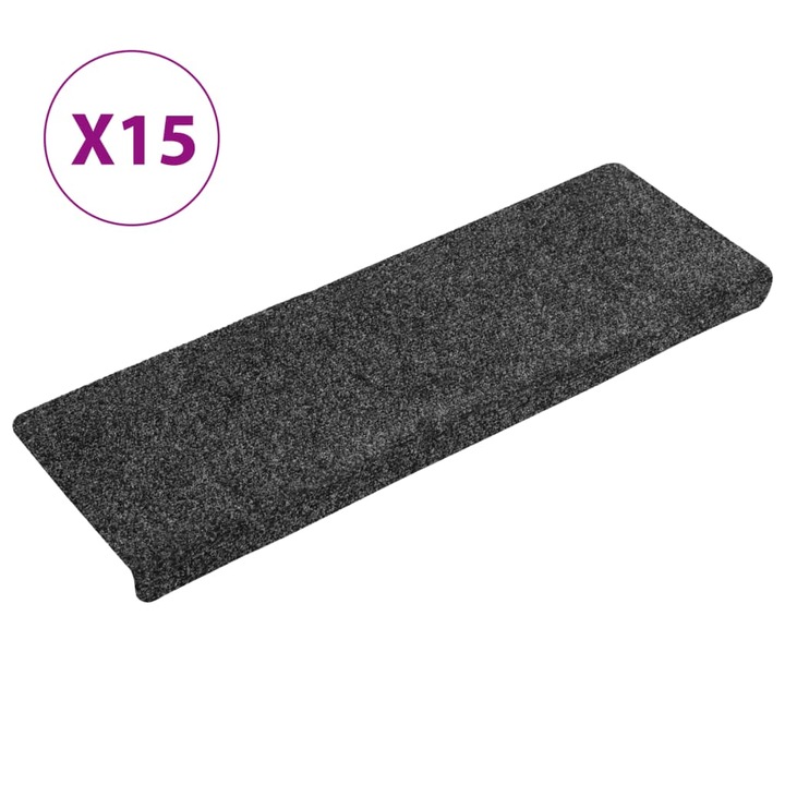 Стелки за стъпала vidaXL, 15 бр, пънч тъкан, 65x21x4 см, сиви