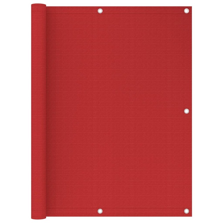 Paravan de balcon vidaXL, rosu, 120x500 cm, HDPE, 1.2 kg
