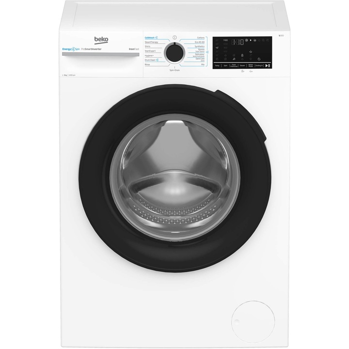 Masina de spalat rufe Beko BM3WFSU49415WB, 9 kg, 1400 rpm, Clasa A, Motor ProSmart Inverter, ColdWash, SteamCure, Alb