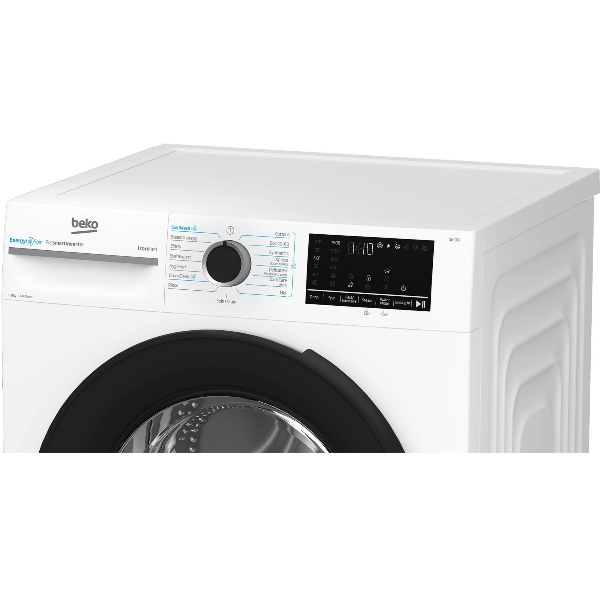 Masina de spalat rufe Beko BM3WFSU48415WB, 8 kg, 1400 rpm, Clasa A, Motor ProSmart Inverter, EnergySpin, ColdWash, SteamCure, Alb