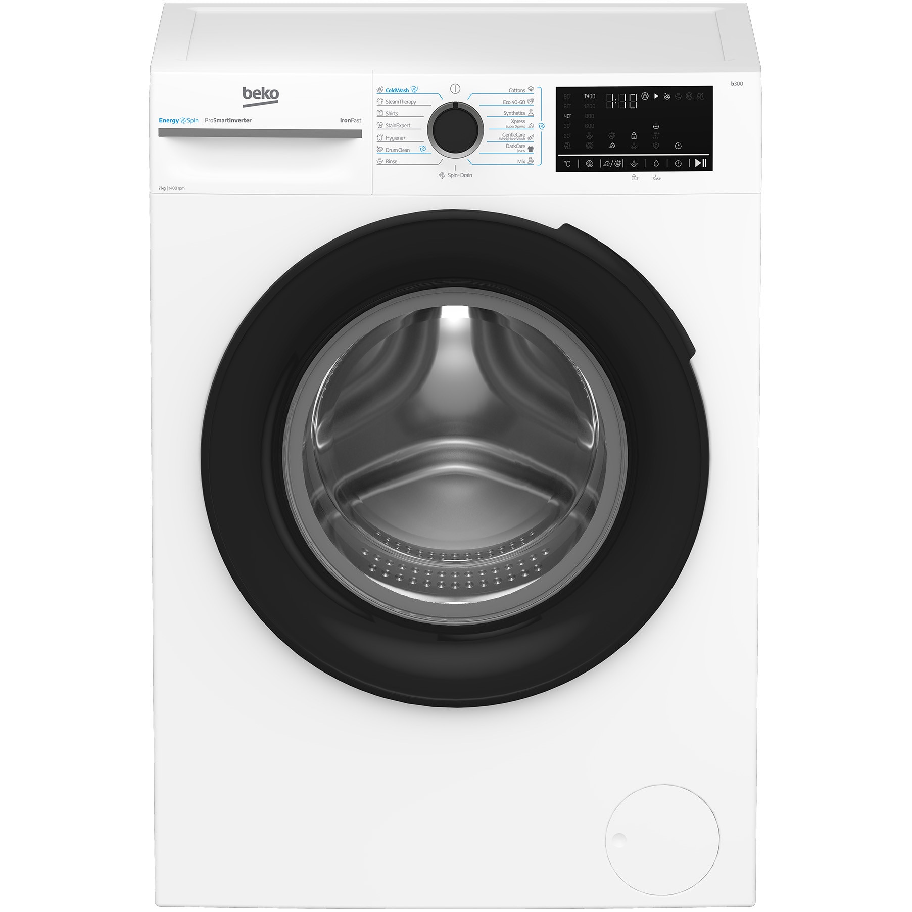 Masina de spalat rufe Beko BM3WFSU47415WB, 7 kg, 1400 rpm, Clasa A, Motor ProSmart Inverter, SteamCure, AddXtra, EnergySpin, Coldwash, Alb