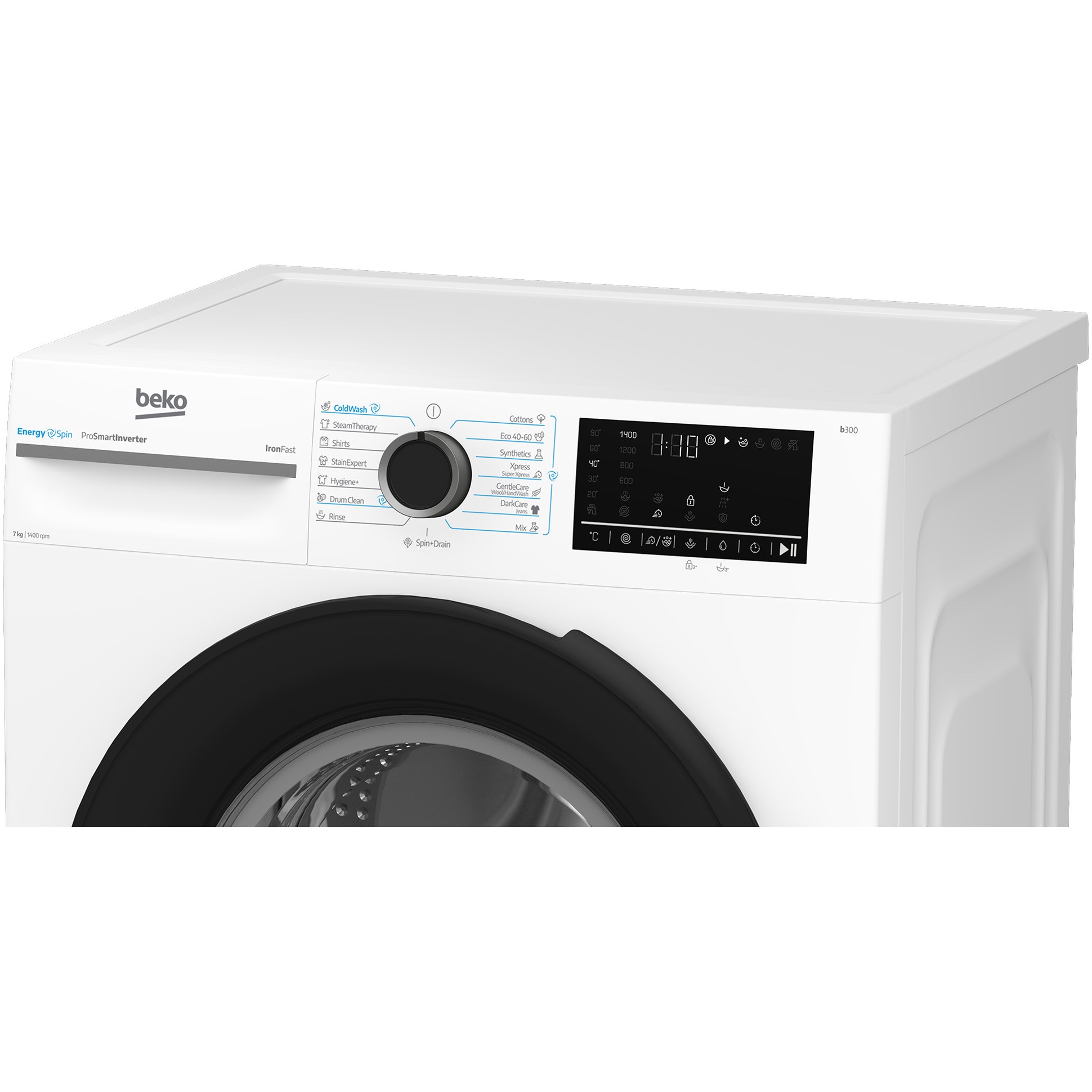 Masina de spalat rufe Beko BM3WFSU47415WB, 7 kg, 1400 rpm, Clasa A, Motor ProSmart Inverter, SteamCure, AddXtra, EnergySpin, Coldwash, Alb