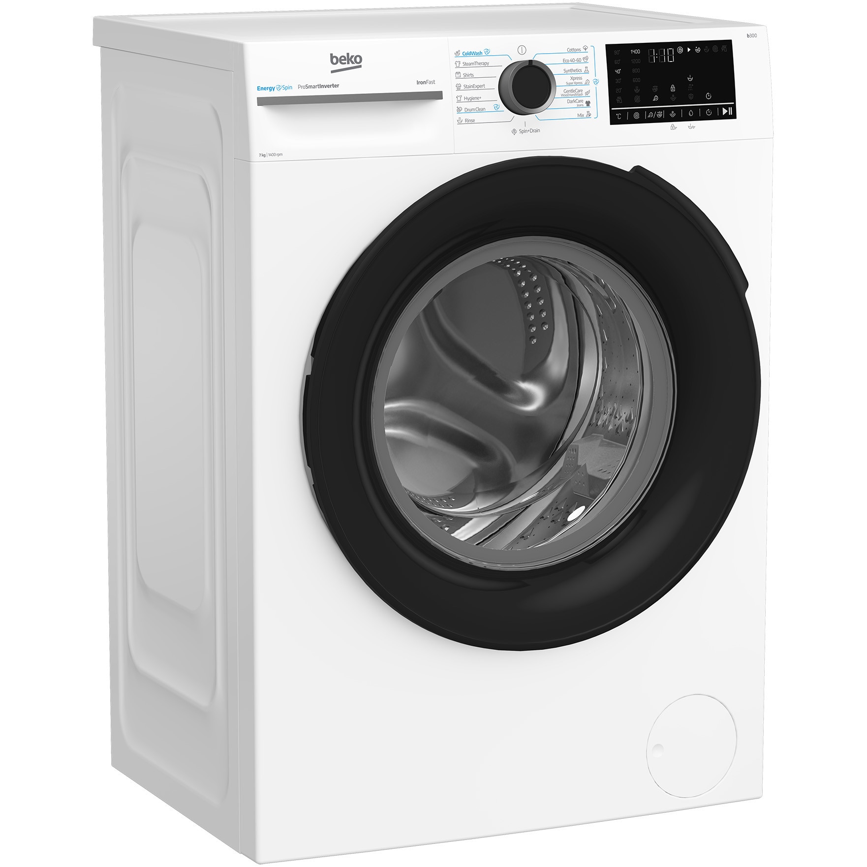 Masina de spalat rufe Beko BM3WFSU47415WB, 7 kg, 1400 rpm, Clasa A, Motor ProSmart Inverter, SteamCure, AddXtra, EnergySpin, Coldwash, Alb