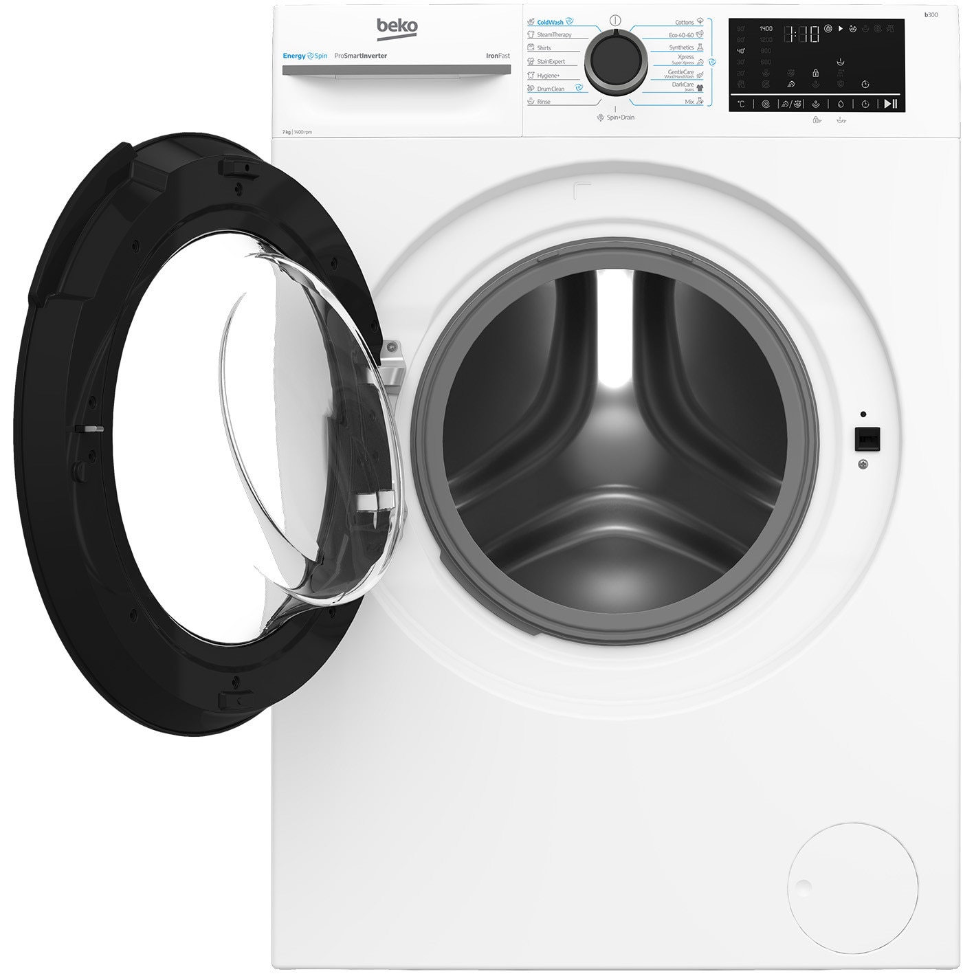 Masina de spalat rufe Beko BM3WFSU47415WB, 7 kg, 1400 rpm, Clasa A, Motor ProSmart Inverter, SteamCure, AddXtra, EnergySpin, Coldwash, Alb