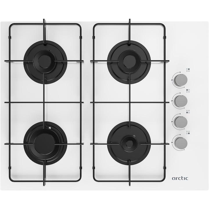 Плот за вграждане Arctic ARSGN64128SW, Газ, 4 котлона, Електрическо запалване, Safety Plus, 65 см, Бял