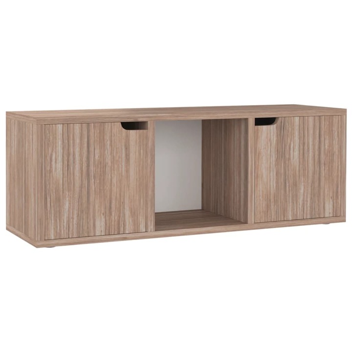 Comoda TV, Zakito Europe, PAL/MDF, Cu 2 usi, 88.5x27.5x30.5 cm, Stejar Sonoma