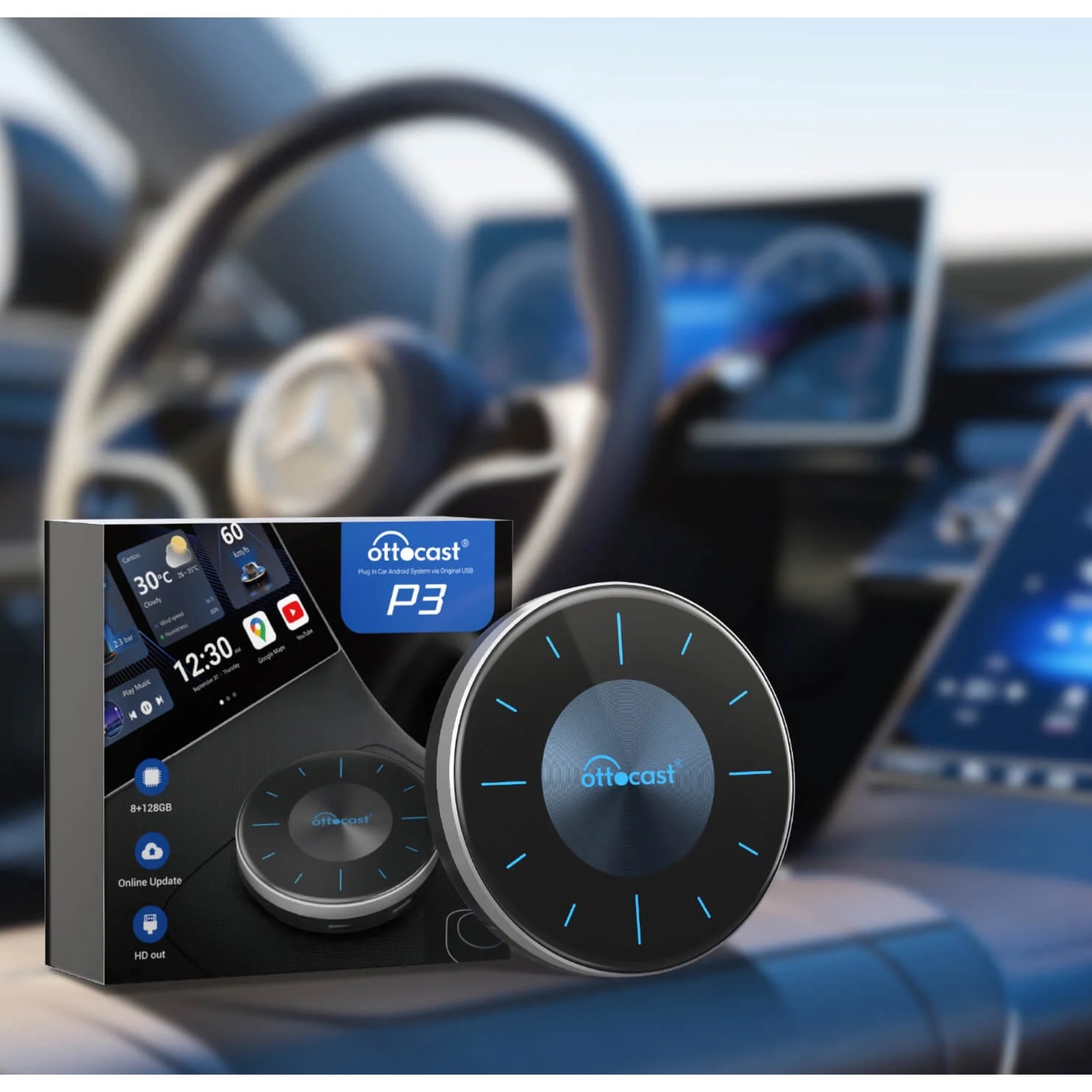 Adaptor wireless, compatibil cu Apple Carplay si Android Auto