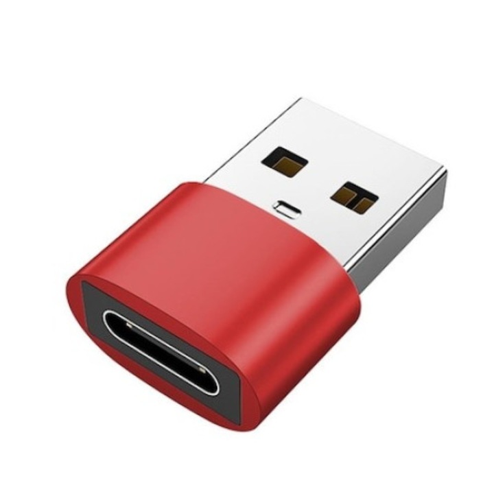 Mini USB Type C-USB adapter, gyors átviteli sebesség - Red, Dactylion®