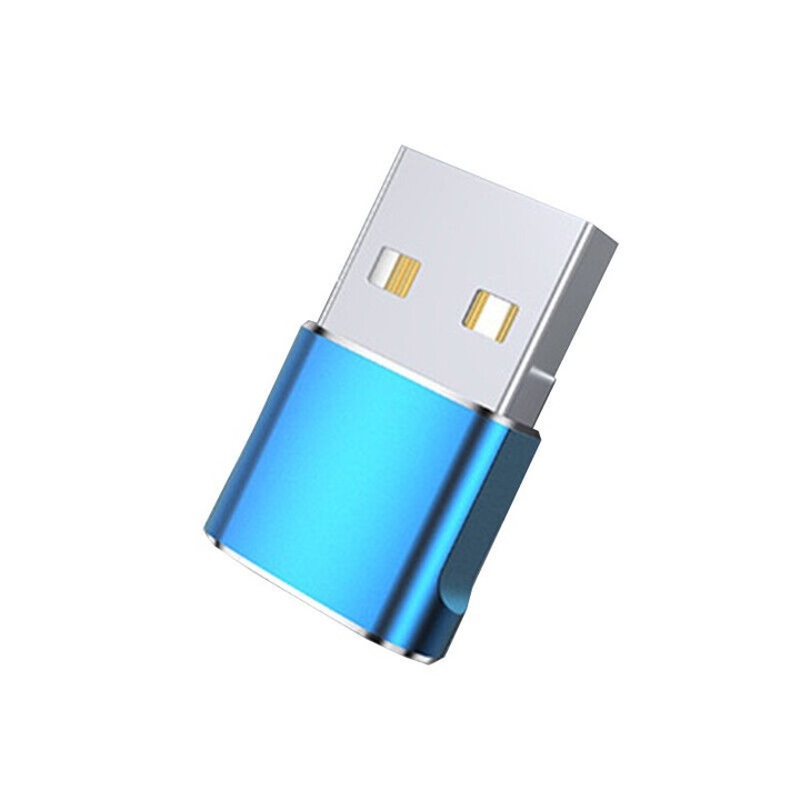 Mini USB Type C-USB adapter, gyors átviteli sebesség - kék, Dactilion®