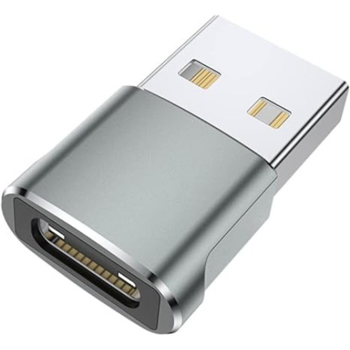Mini USB Type C-USB adapter, gyors átviteli sebesség - szürke, Dactilion®