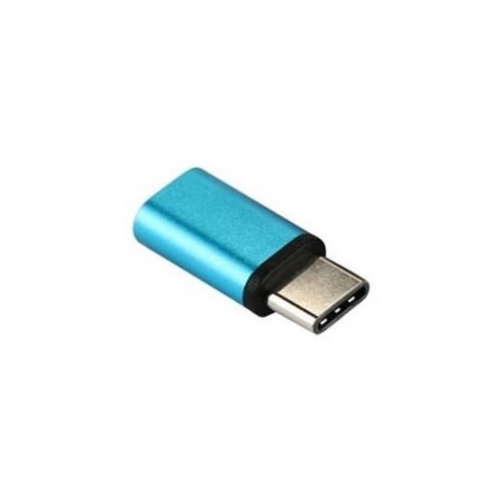 Adaptor micro USB mama - tip C tata, pentru diverse dispozitive - Albastru, Dactylion®