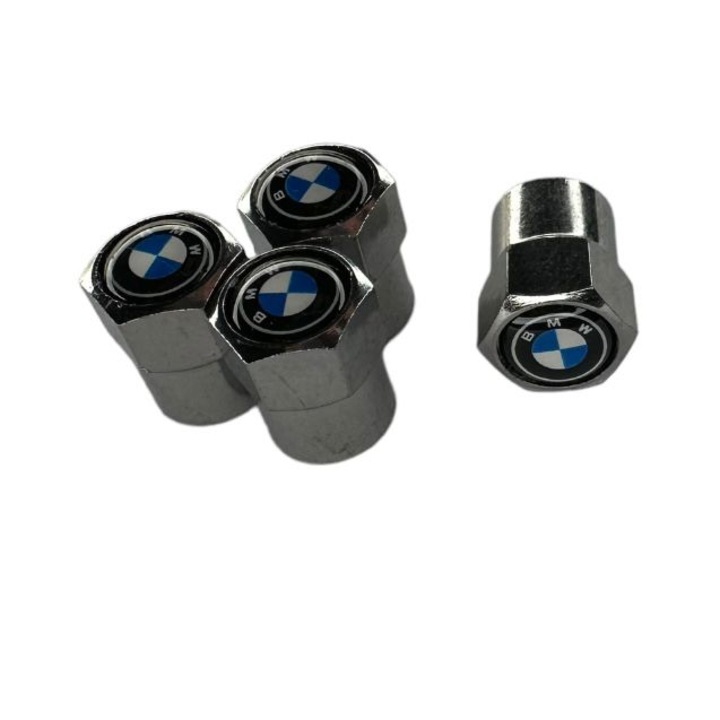 Set 4 capacele pentru ventil auto din aluminiu, BMW, Argintiu