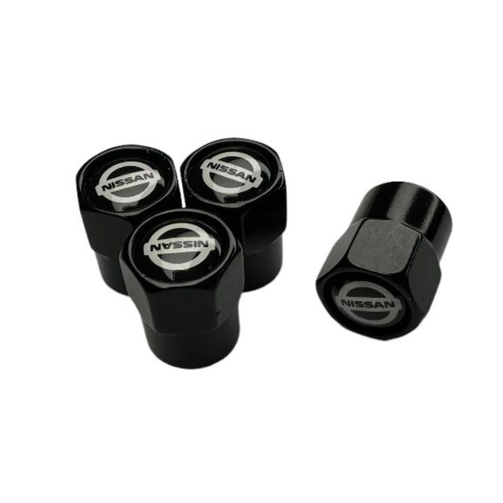 Set 4 capace ventil auto Maf, aluminiu, Hexagon,Pentru Nissan, Negru