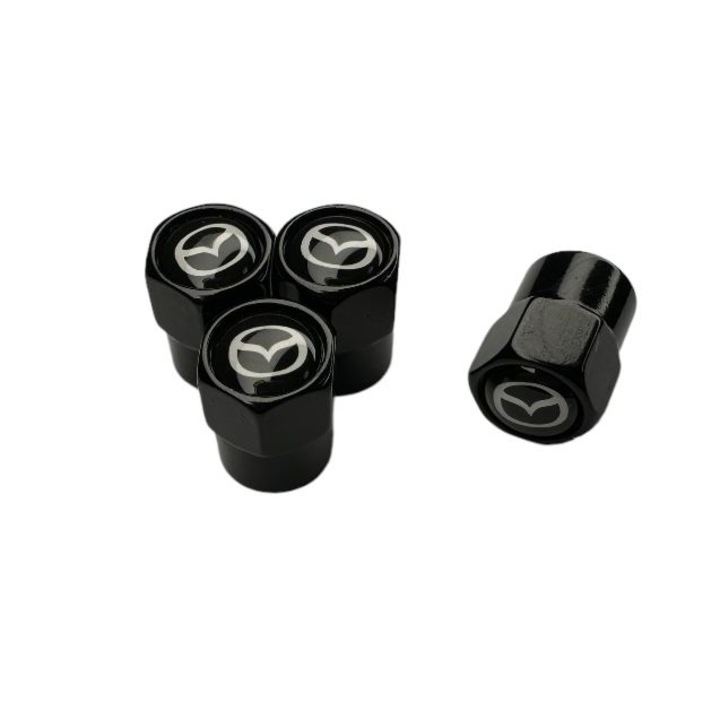 Set 4 capace ventil auto Maf, aluminiu Hexagon, pentru Mazda, negru
