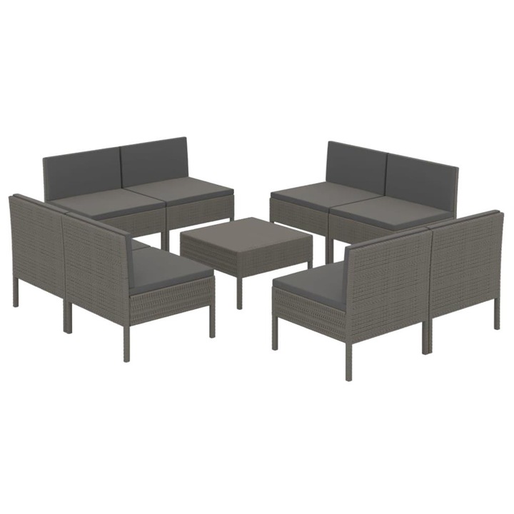 Zakito Europe ülőgarnitúra/kerti asztalkészlet, rattan, szürke, 57x69x69cm