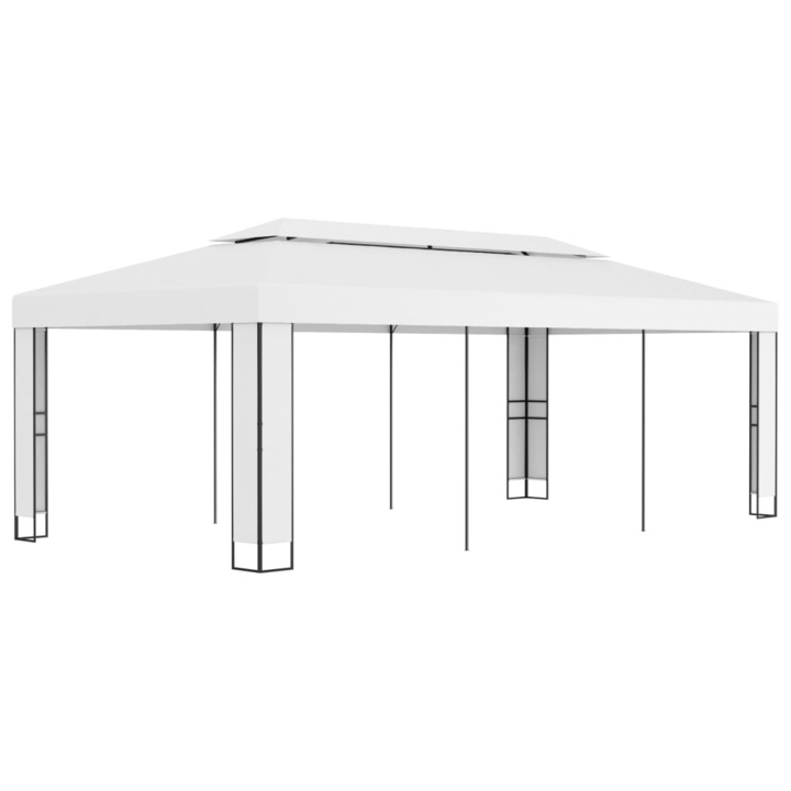 Pavilion cu acoperis dublu vidaXL, alb, 3 x 6 m, 34.8 kg