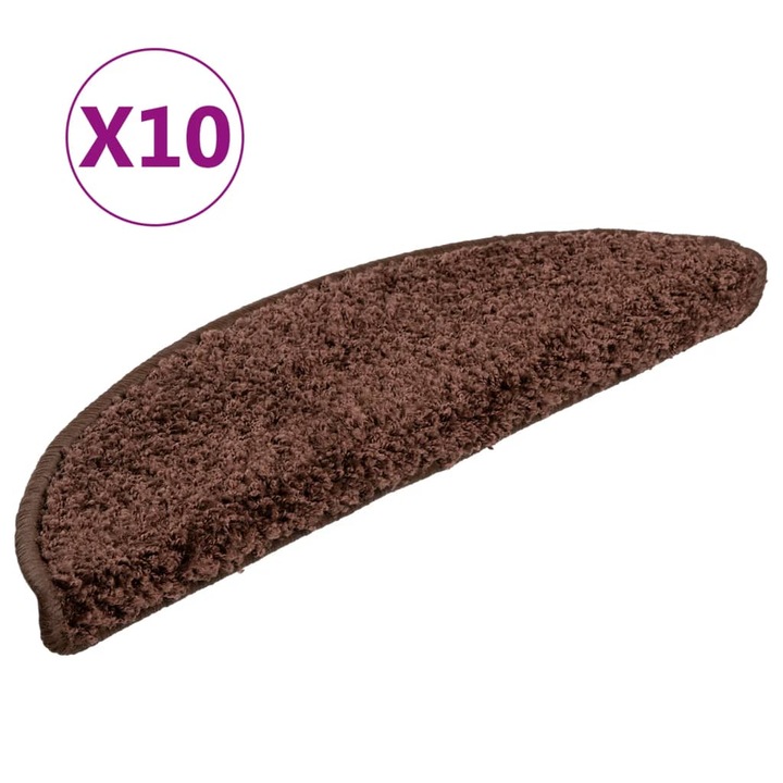 Комплект стелки за стъпала vidaXL, 10 бр, 56x17x3 см, кафяви, 3.5 Kg