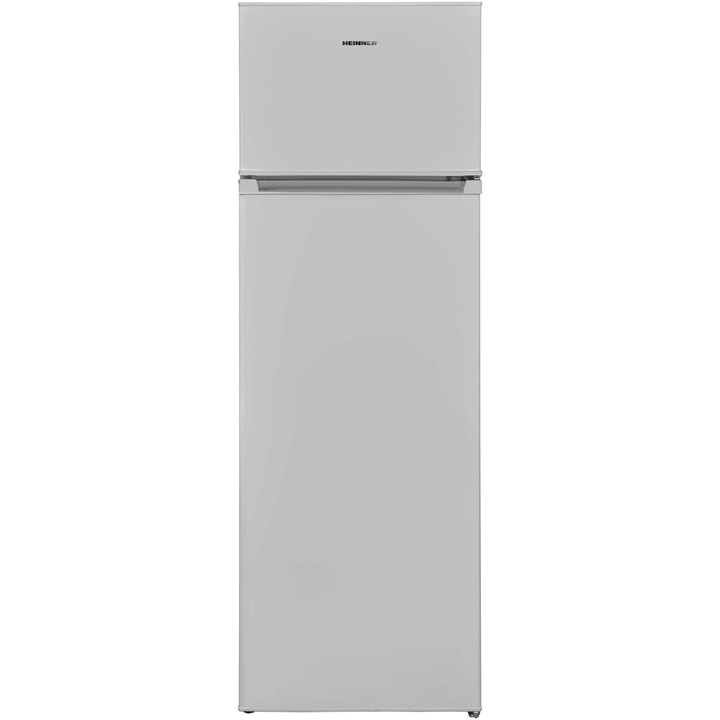 Хладилник с 2 врати Heinner HF-V242SE++, 242 л, Less Frost, Клас Е, Механично управление, LED осветление, H 160 см, Сребрист