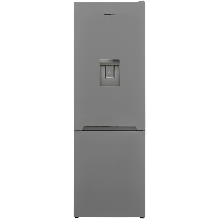 Хладилник с фризер Heinner HC-V2701SWDE++, 268 л, Less Frost, Клас E, Диспенсър за вода, Механично управление, LED осветление, H 170 см, Сребрист