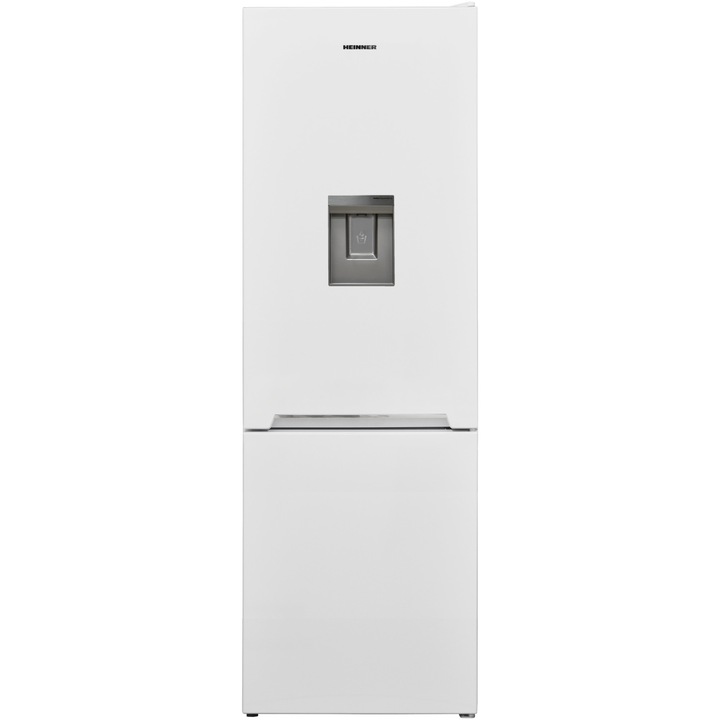Combina frigorifica Heinner HC-V2701WDE++, 268 l, Less Frost, Clasa E, Dozator apa, Control mecanic, Iluminat LED, H 170 cm, Alb