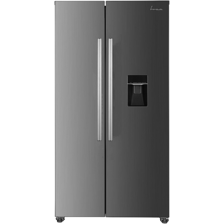 Хладилник Side by side Fram FSBS-HM440NFXWDE++, 439 л, No Frost, Клас E, Инверторен компресор, Дисплей, Диспенсър за вода, Смарт функция, H 176.5 см, Сребрист