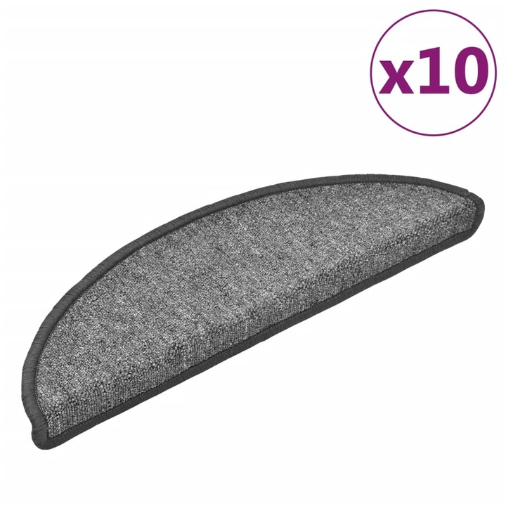 Комплект стелки за стъпала vidaXL, 10 бр, 56x17x3 см, тъмносиви, 1.6 Kg