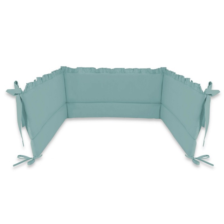 Протектори за кошара, MimiNu, С волани, Oeko Tex Standard 100 сертифициран памук, 180x30 см, С панделки, Royal Collection, Nepal Green