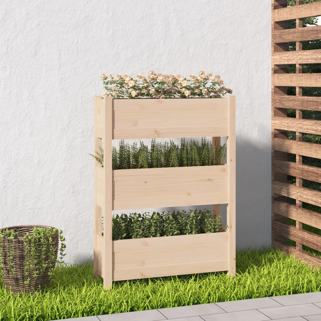 Jardiniera etajata, Zakito Europe, Lemn masiv, 3 compartimente, 77