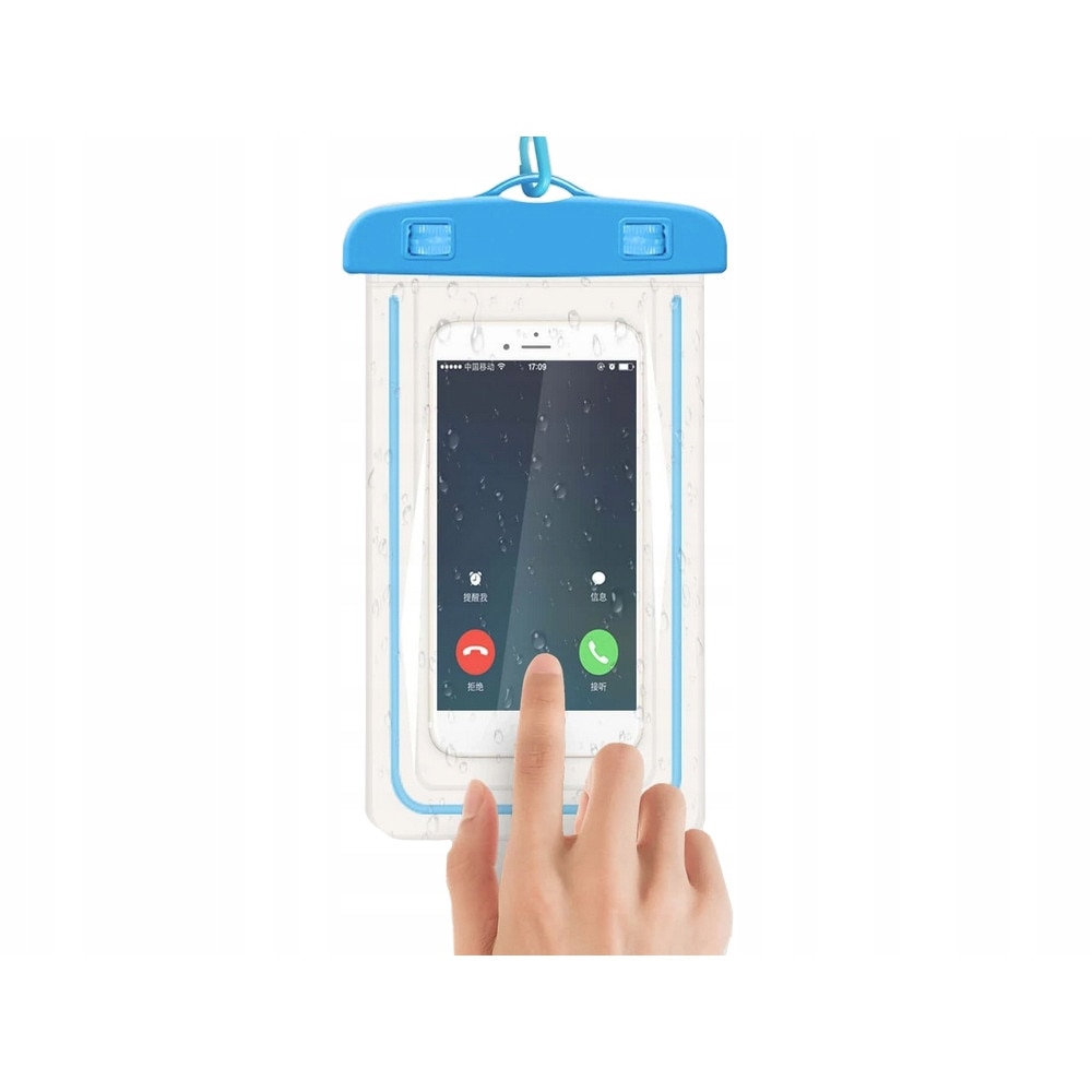 Husa subacvatica waterproof cu snur pentru telefoane, culoare albastra