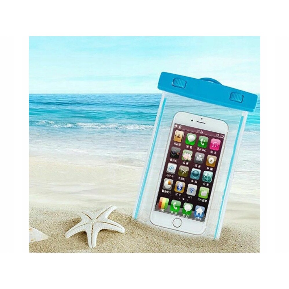 Husa subacvatica waterproof cu snur pentru telefoane, culoare albastra