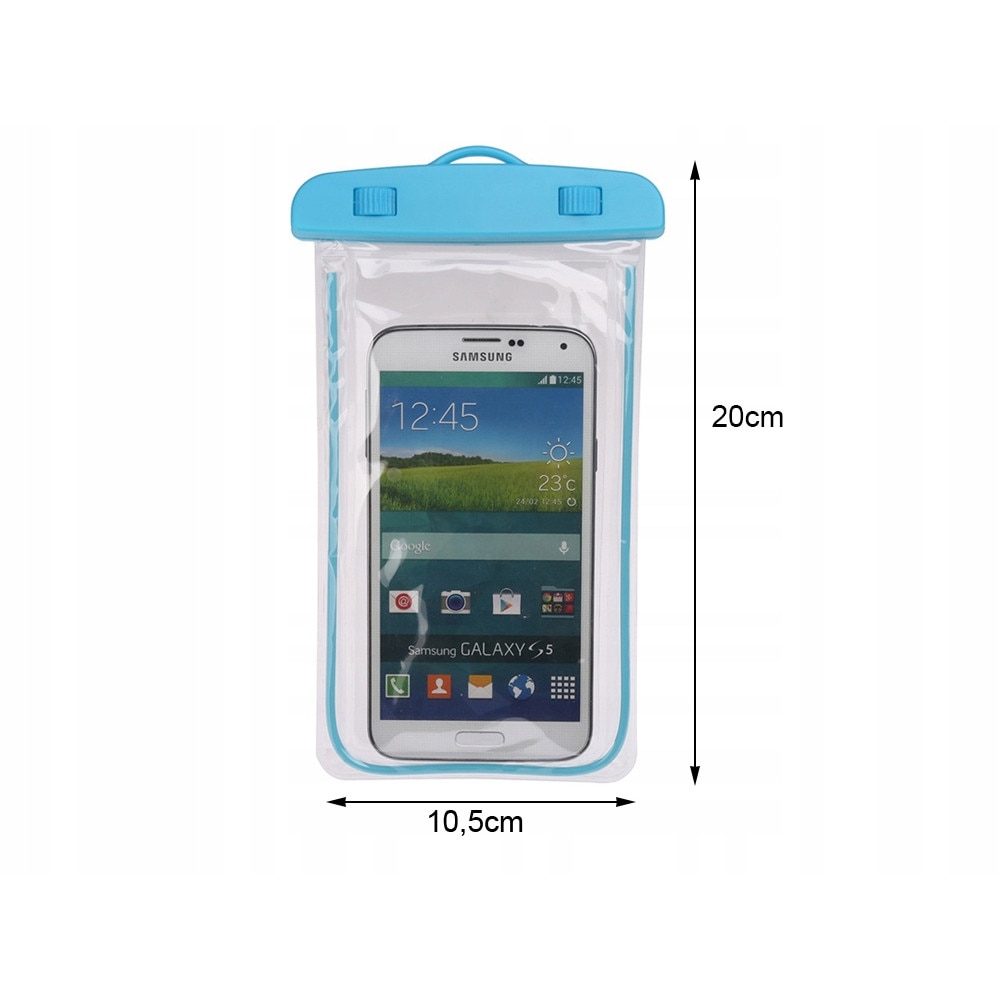 Husa subacvatica waterproof cu snur pentru telefoane, culoare albastra