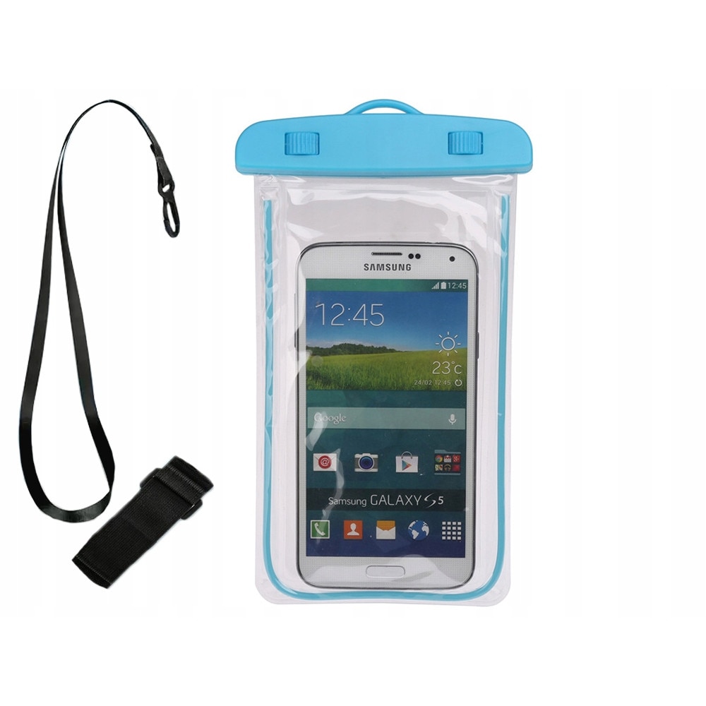 Husa subacvatica waterproof cu snur pentru telefoane, culoare albastra