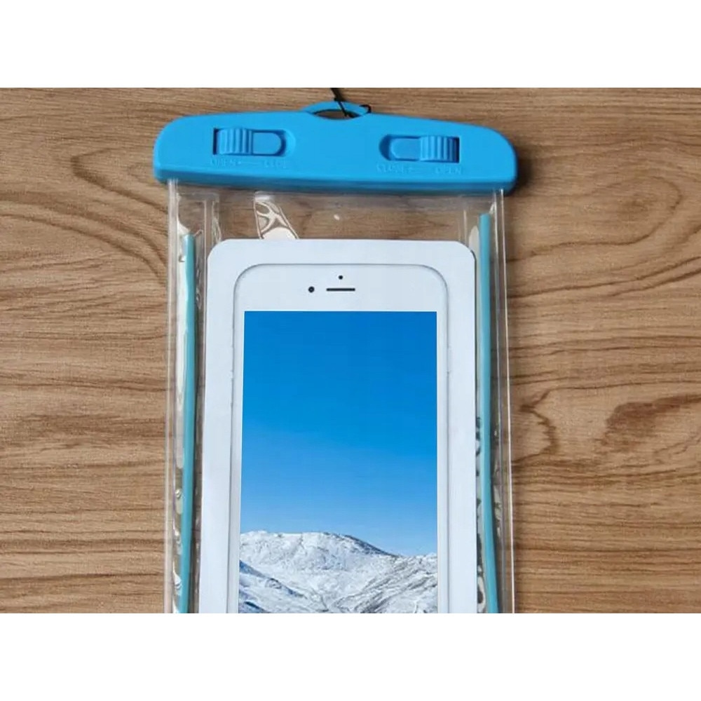 Husa subacvatica waterproof cu snur pentru telefoane, culoare albastra