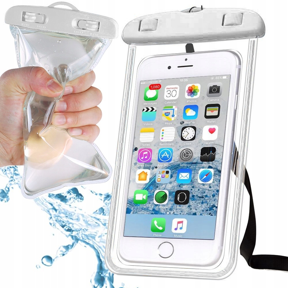 Husa subacvatica waterproof cu snur pentru telefoane, culoare alba